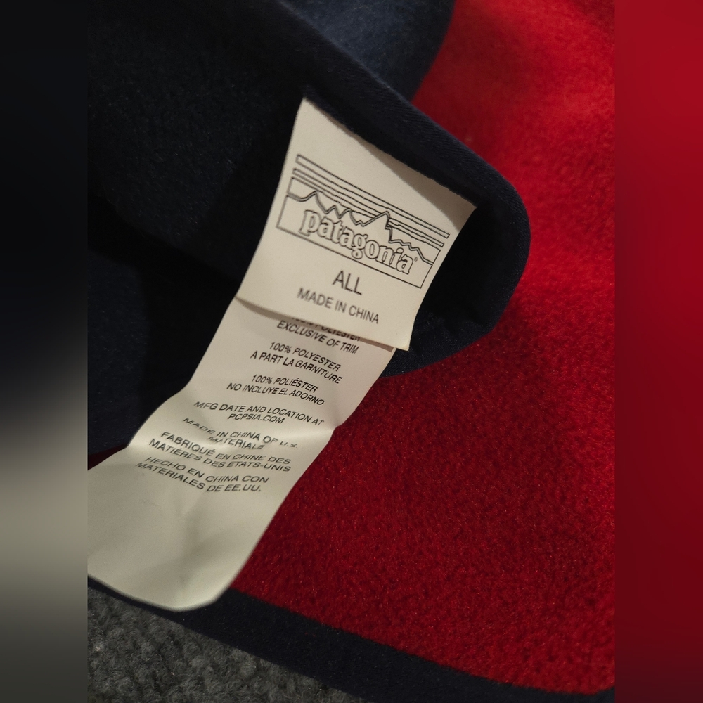 Patagonia Synchilla fleece Scarf Navy Blue And Red - Picture 4 of 8